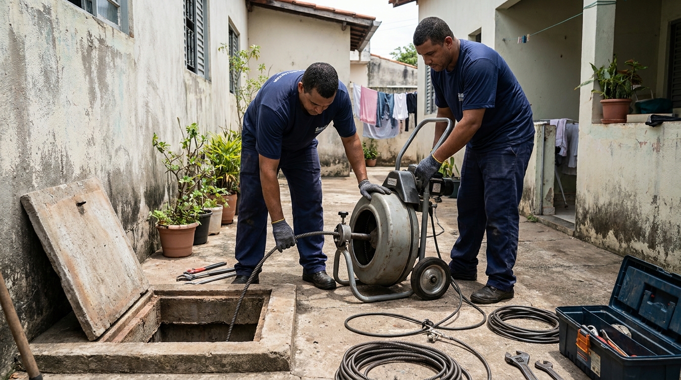 Desentupimento de Coluna Sanitária em Campina Grande‑PB